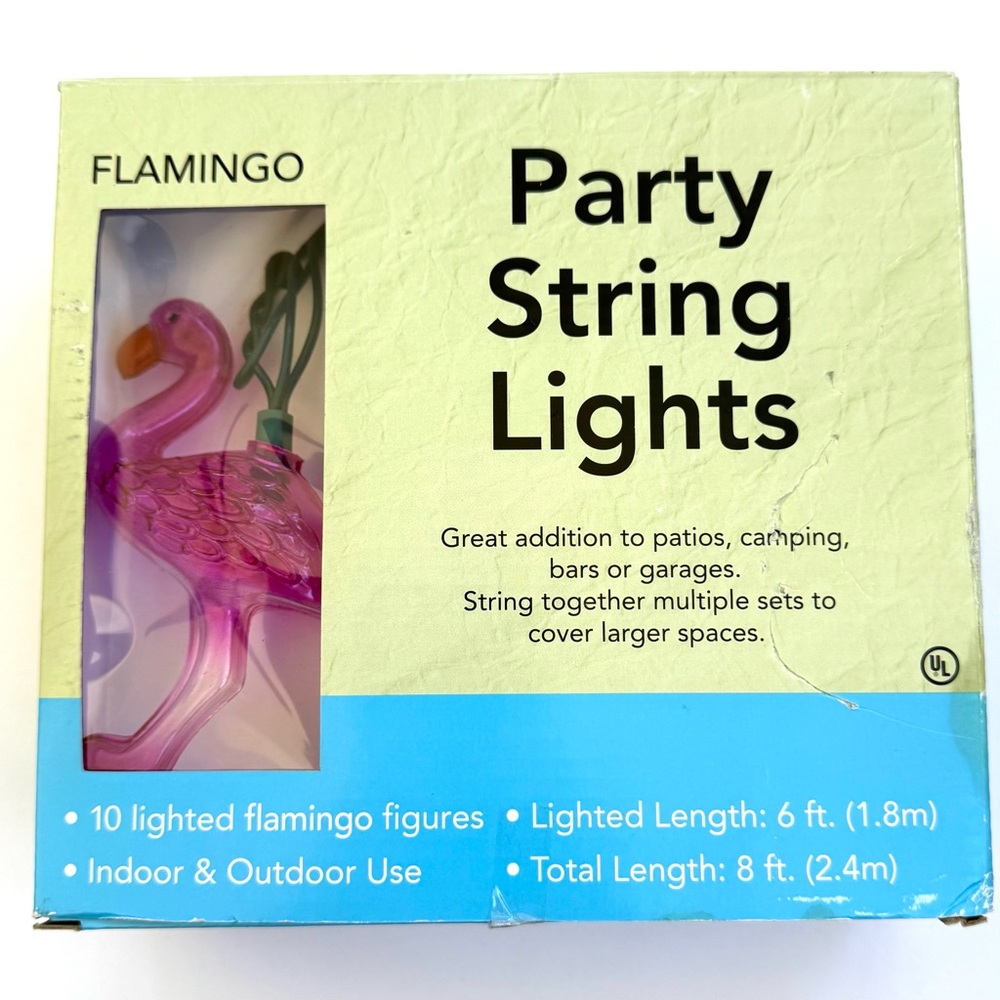 🦩Flamingo Party String Lights in Original Box. Verified All Lights Work.